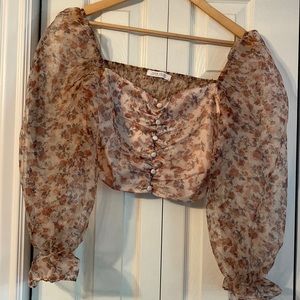 Floral polyester crop top size medium